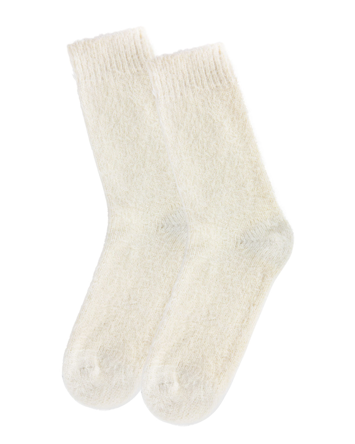 Women's Solid Plush Fuzzy Warm Crew Sock : Color: Ivory