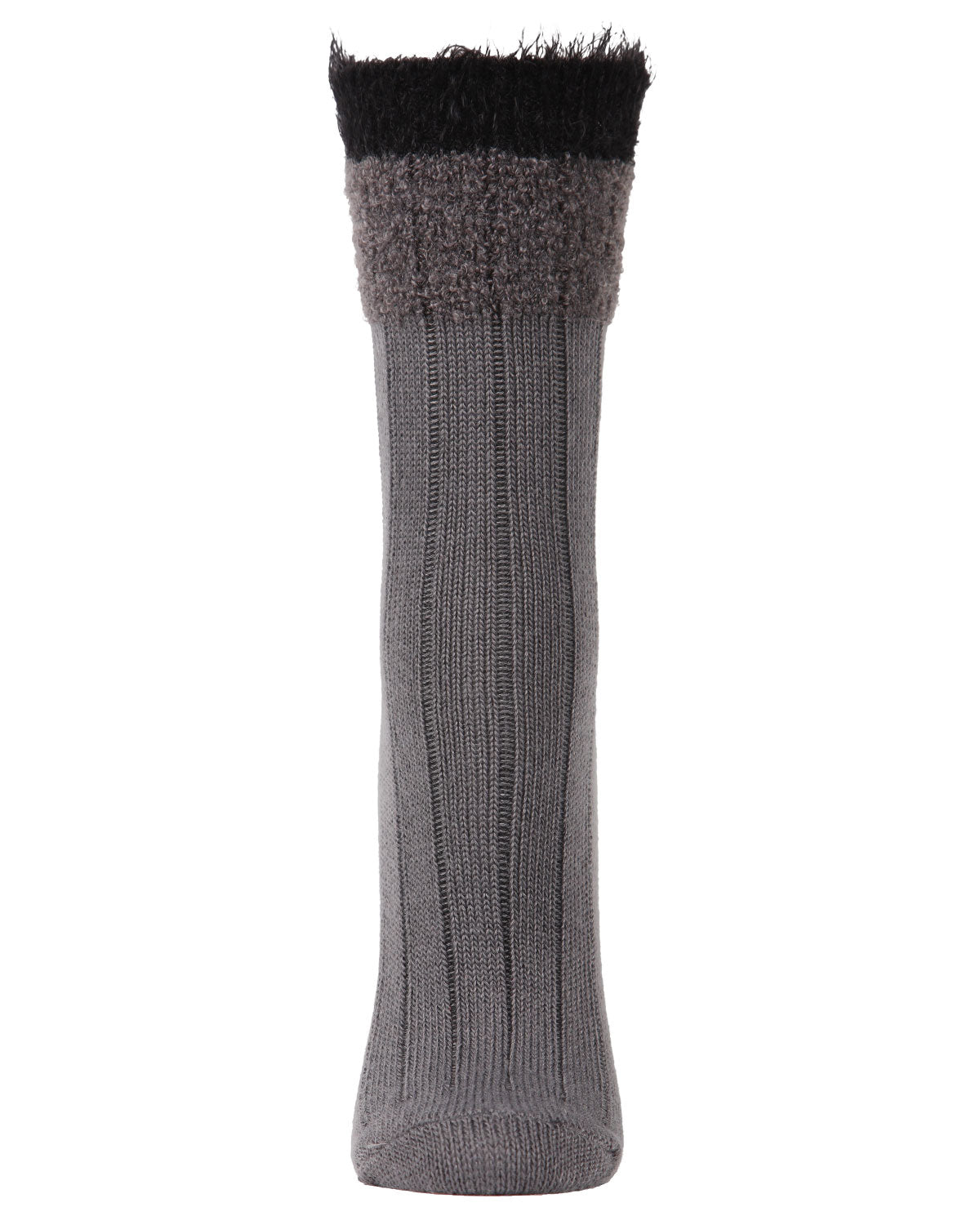 Women's Parfait Striped Fuzzy Cuff Crew Socks : Color: Burgundy
