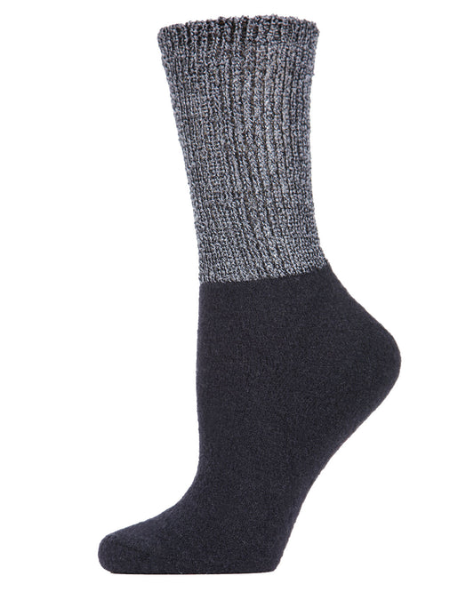 Women's Mod Net Lamb Two-Tone Crew Socks : Color: Black