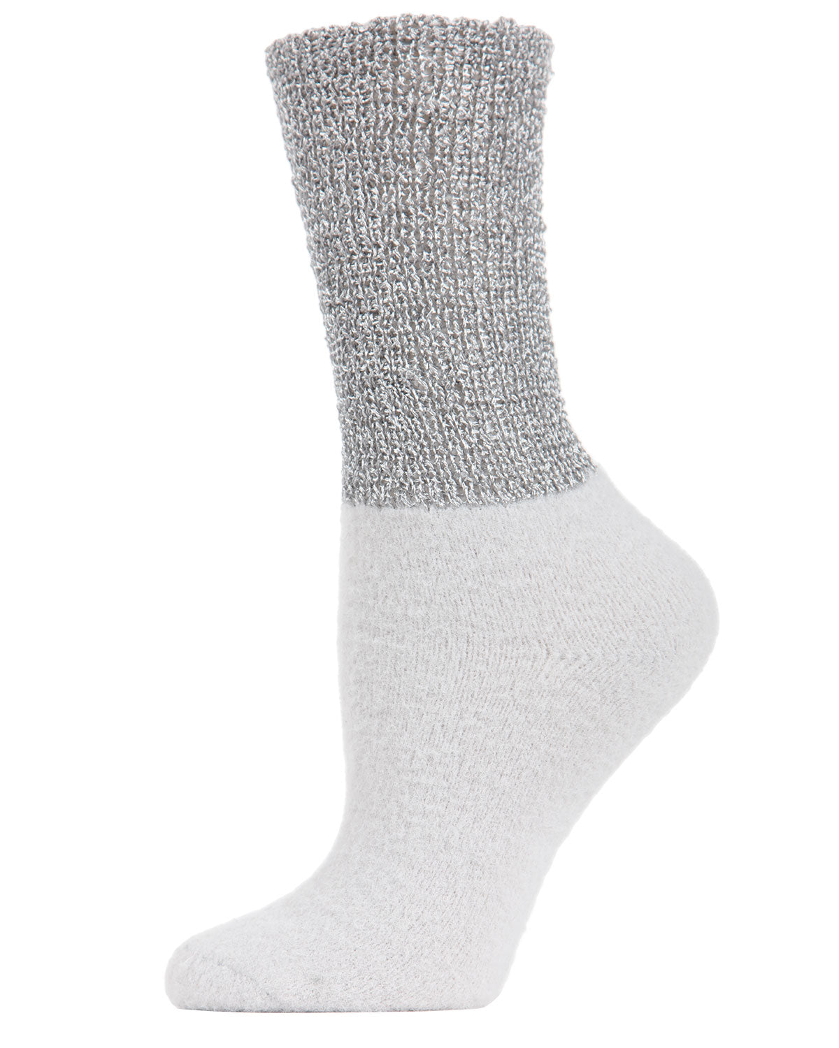 Women's Mod Net Lamb Two-Tone Crew Socks : Color: Silver