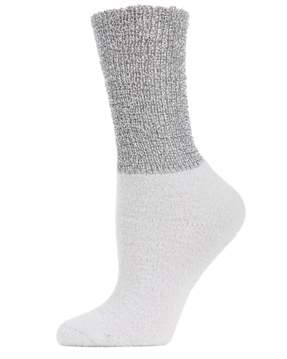 Women's Mod Net Lamb Two-Tone Crew Socks : Color: Silver