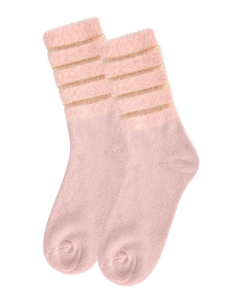 MeMoi Luxe Shimmer Striped Crew Socks