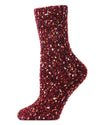 Women's Confetti Plush Cozy Tufted Crew Sock : Color: Burgundy