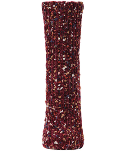 Women's Confetti Plush Cozy Tufted Crew Sock : Color: Burgundy