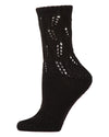 Women's Pointelle Sweater Knit Cozy Soft Crew Socks : Color: Black