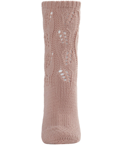 Women's Pointelle Sweater Knit Cozy Soft Crew Socks : Color: Black