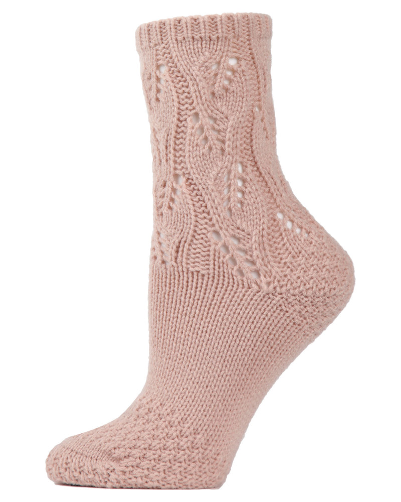 MeMoi Pointelle Sweater Knit Crew Socks