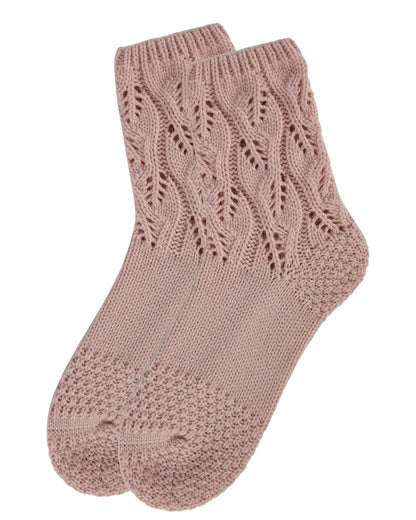 Women's Pointelle Sweater Knit Cozy Soft Crew Socks : Color: Black