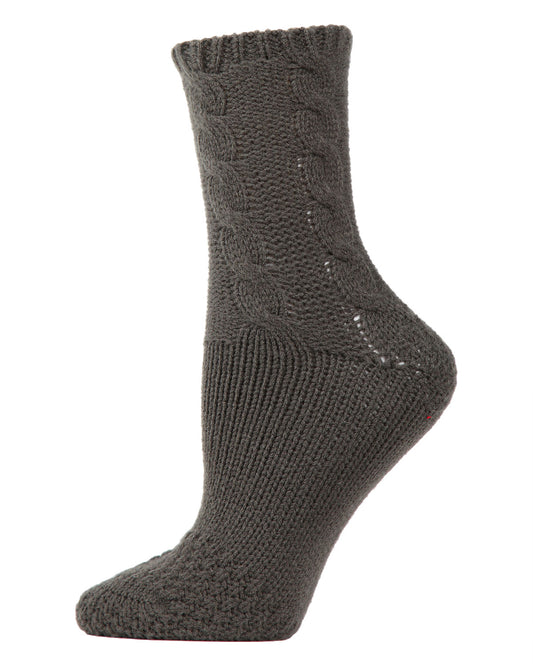 Women's Thick Cable Sweater Knit Cozy Soft Crew Socks : Color: Cypress