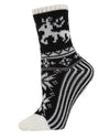 Women's Embroidered Reindeer Sweater Knit Crew Socks : Color: Ivory