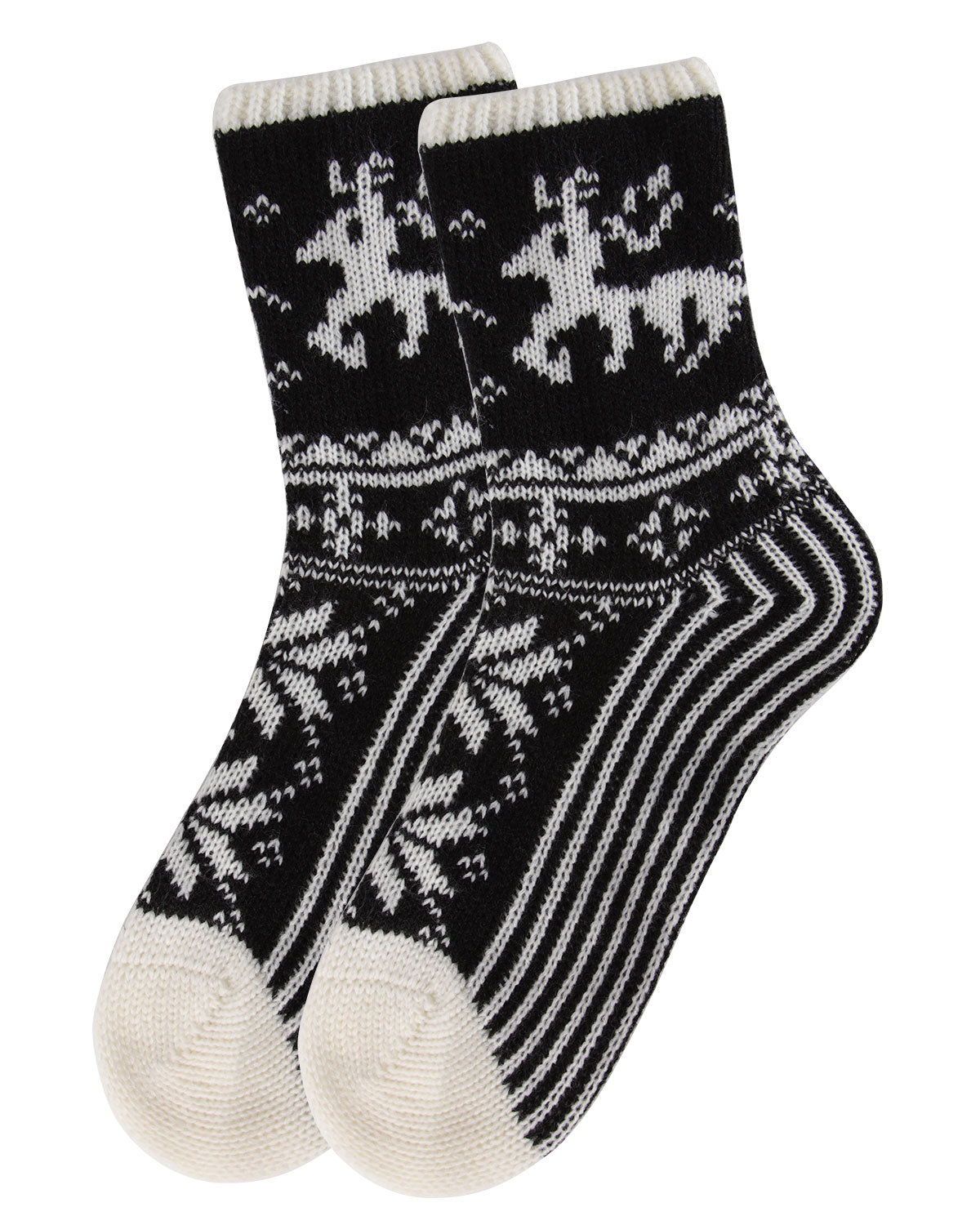 Women's Embroidered Reindeer Sweater Knit Crew Socks : Color: Blush Pink