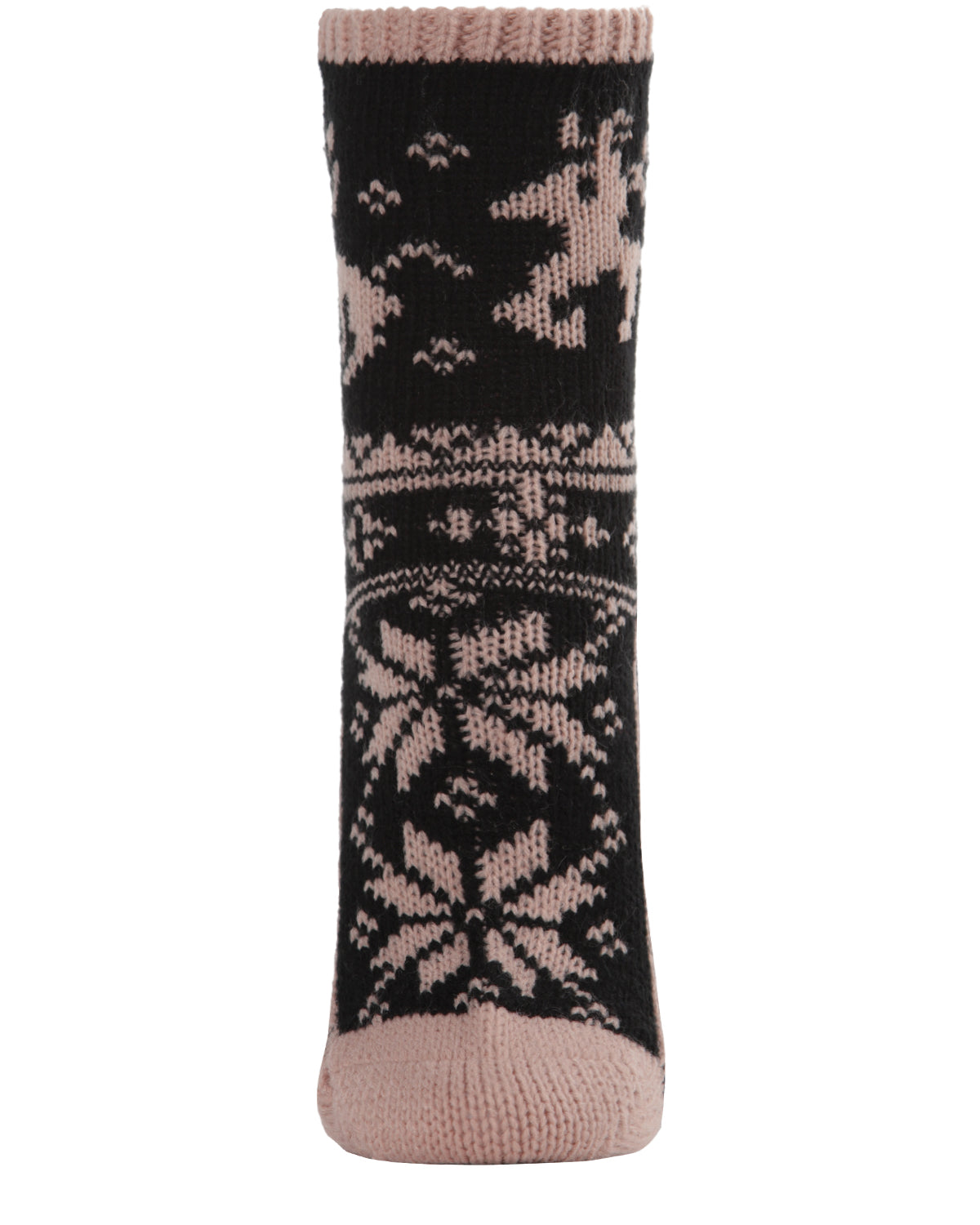 Women's Embroidered Reindeer Sweater Knit Crew Socks : Color: Blush Pink