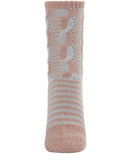 Women's Cable Twist Sweater Knit Soft Cozy Crew Socks : Color: Cypress