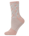 Women's Cable Twist Sweater Knit Soft Cozy Crew Socks : Color: Blush Pink