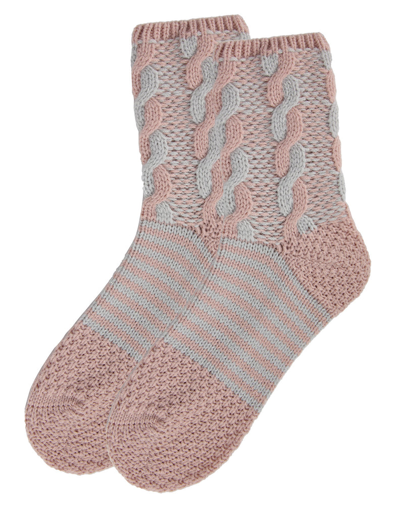 MeMoi Cable Twist Sweater Knit Crew Socks