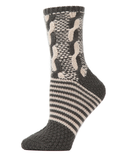 Women's Cable Twist Sweater Knit Soft Cozy Crew Socks : Color: Cypress