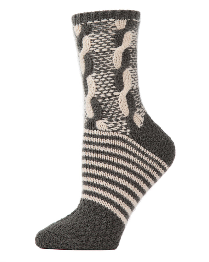 MeMoi Cable Twist Sweater Knit Crew Socks