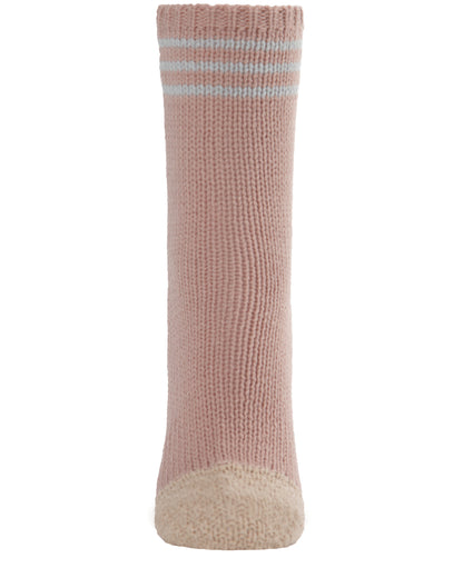 Women's Striped Cuff Heavy Sweater Knit Crew Socks : Color: Oatmeal