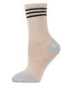 Women's Striped Cuff Heavy Sweater Knit Crew Socks : Color: Oatmeal