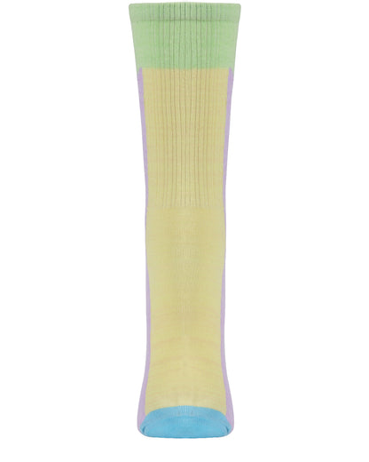 Women's Multicolor Pastel Patch Retro Vibe Crew Sock : Color: Multi