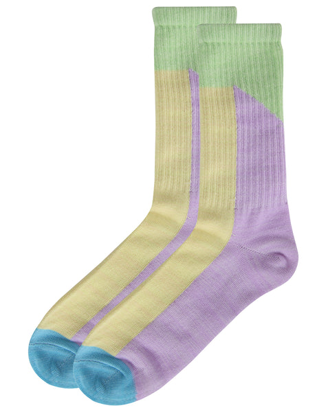Women's Multicolor Pastel Patch Retro Vibe Crew Sock