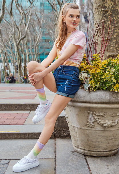 Women's Multicolor Pastel Arrow Crew Sock : Color: Multi