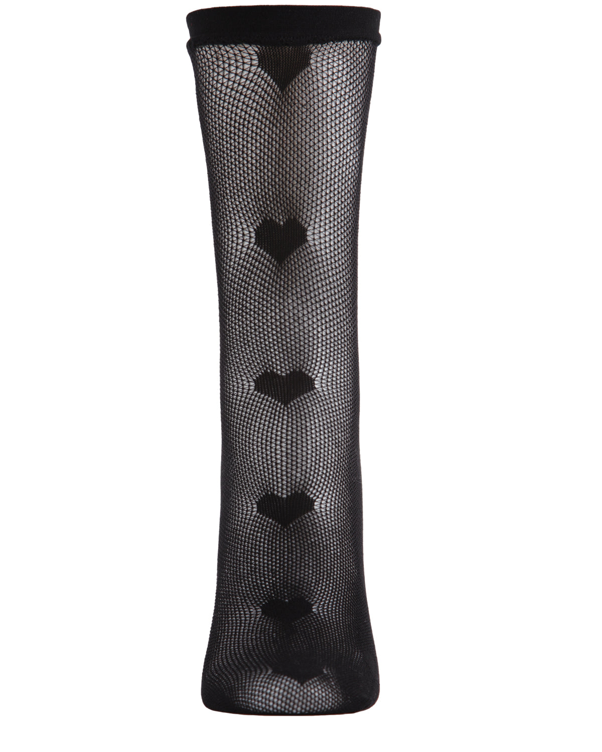 Women's Heart Pattern Fishnet Sheer Crew Sock : Color: Black