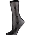 Women's Heart Pattern Fishnet Sheer Crew Sock : Color: Black
