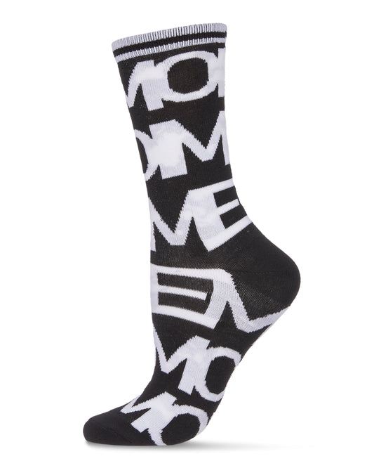 Women's Have a Me Moment MeMoi Fashion Crew Sock : Color: Black