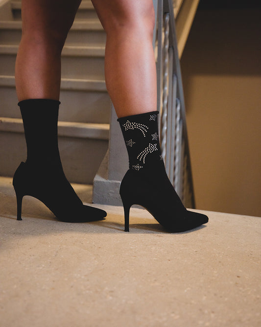 Women's Shooting Star Fashion Cotton Blend Crew Sock : Color: Black