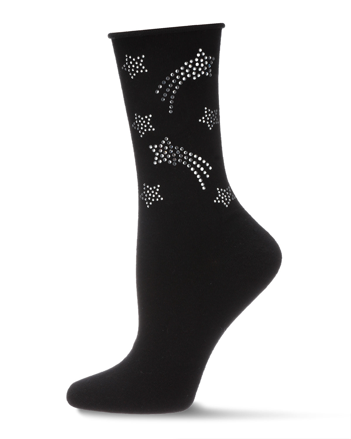 Women's Shooting Star Fashion Cotton Blend Crew Sock : Color: Black