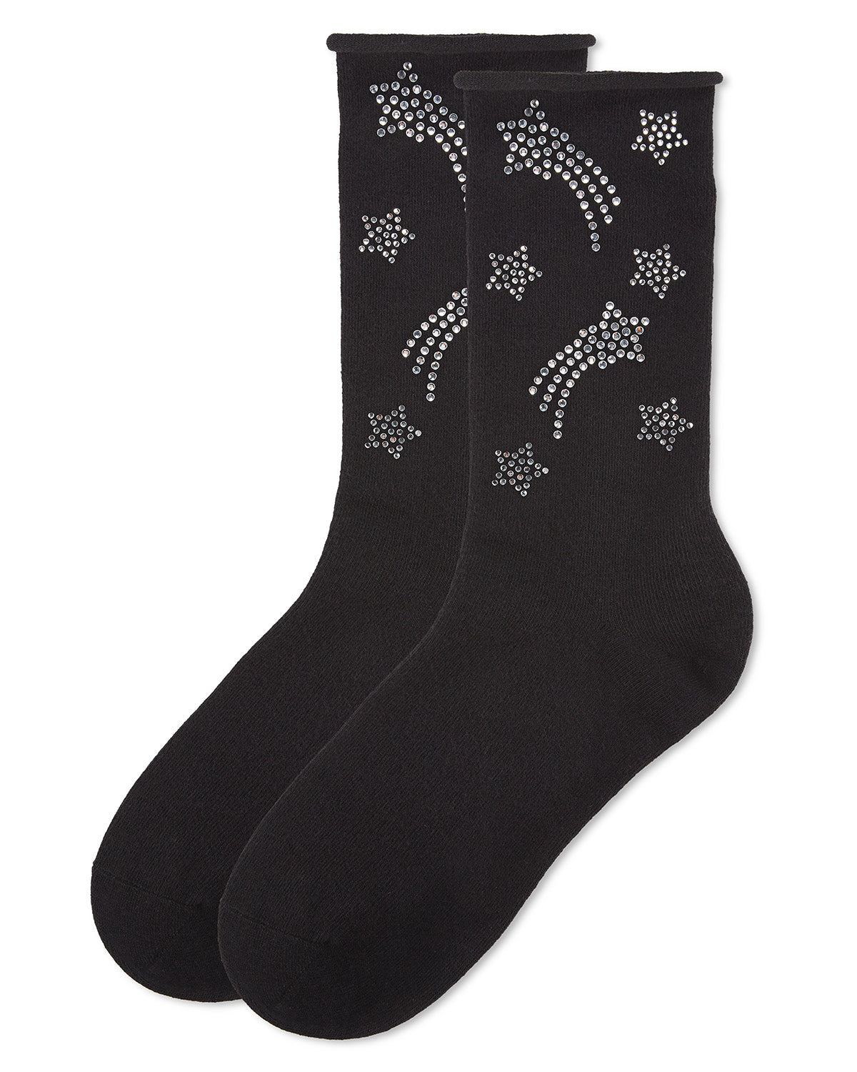 Women's Shooting Star Fashion Cotton Blend Crew Sock : Color: Black