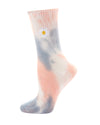 Women's Daisy Embroidered Tie Dye Ribbed Crew Socks : Color: Blush Pink