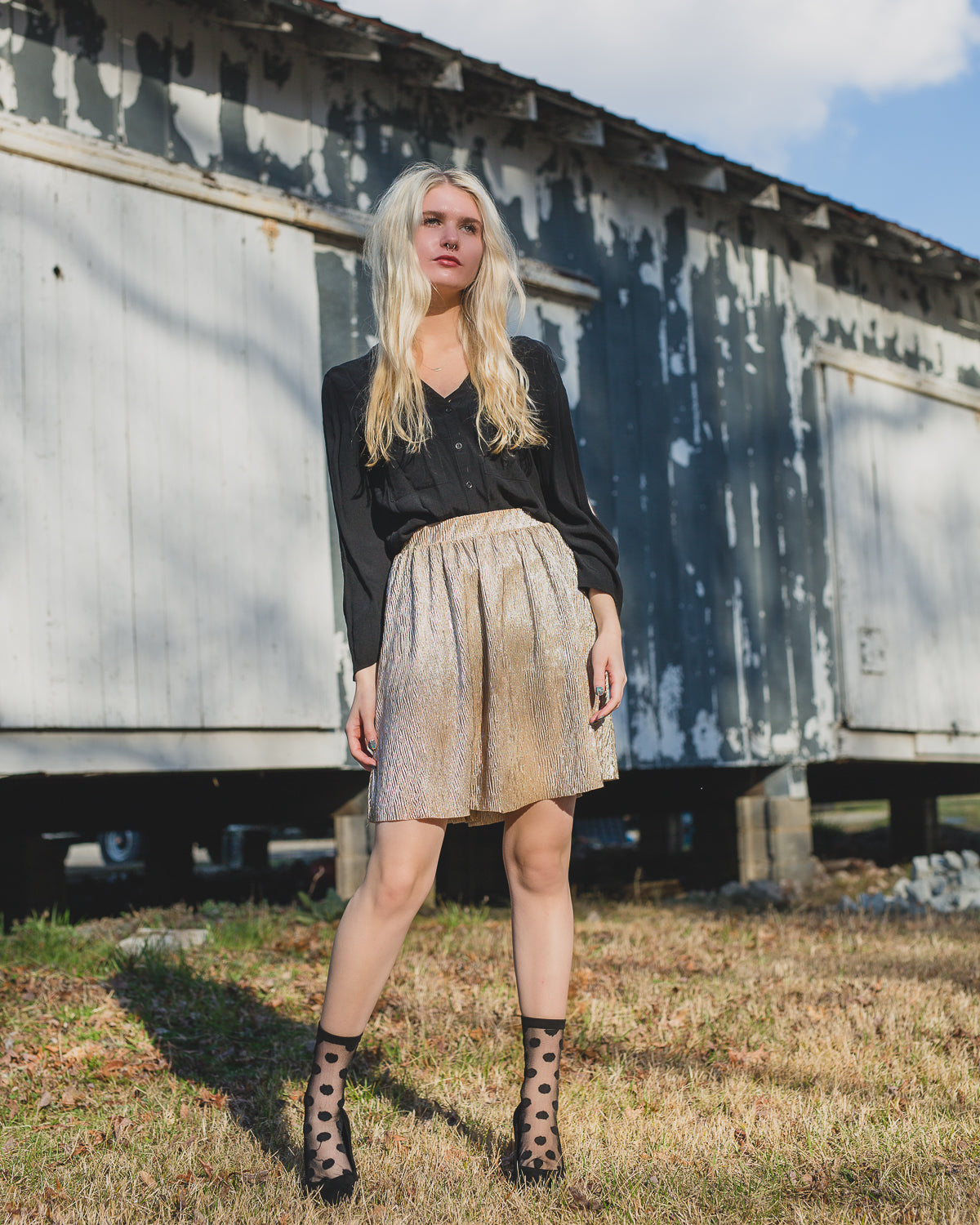 Women's Polka Dot Sheer Crew Socks : Color: Black