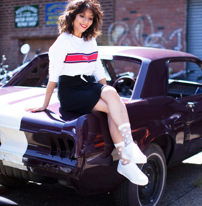 Women's Polka Dot Sheer Crew Socks : Color: Winter White