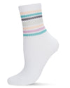 Women's Metallic Multicolor Stripe Cotton Blend Anklet Socks : Color: WHITE