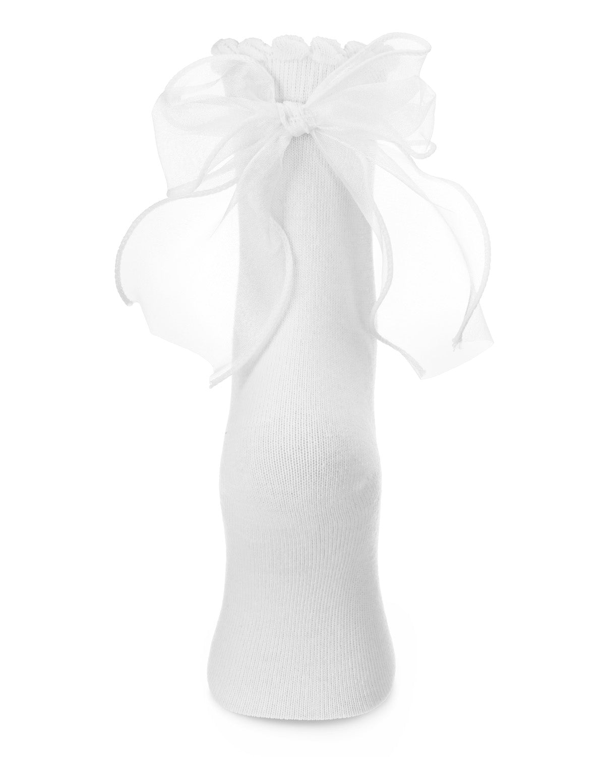 Women's Flowing Ribbon Back Scalloped Edge Crew Socks : Color: Black