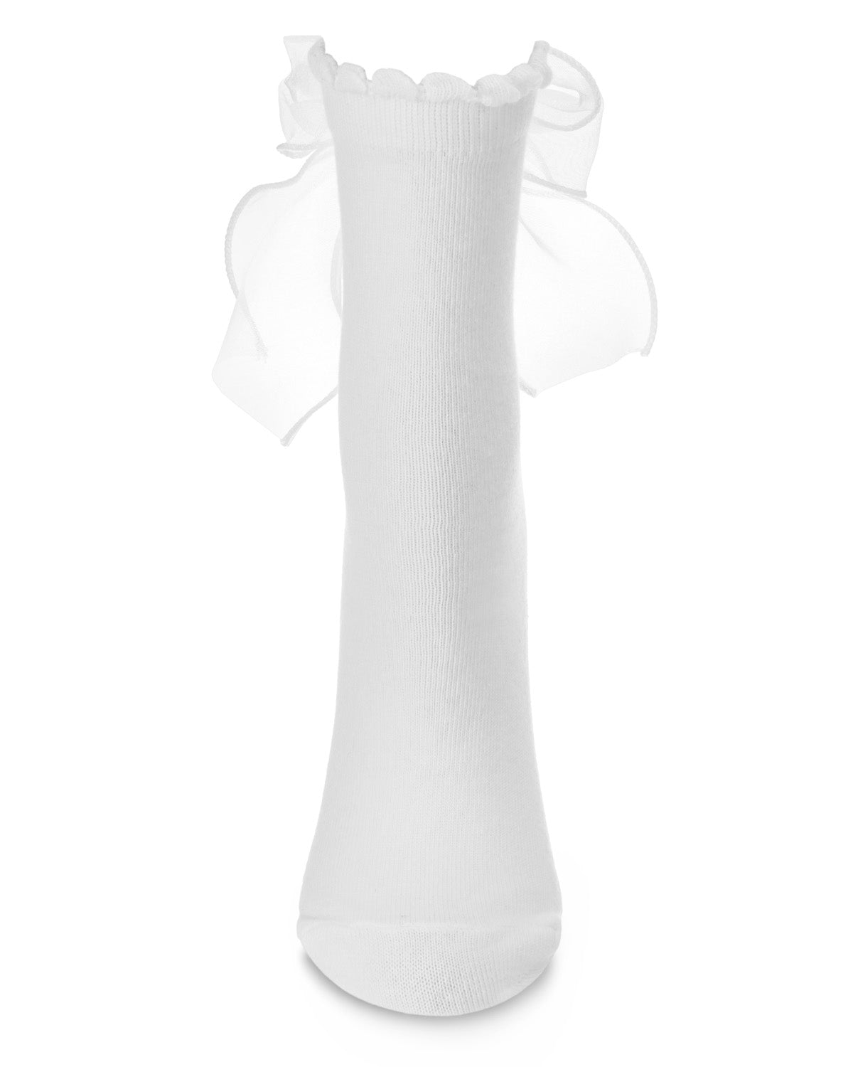 Women's Flowing Ribbon Back Scalloped Edge Crew Socks : Color: Black