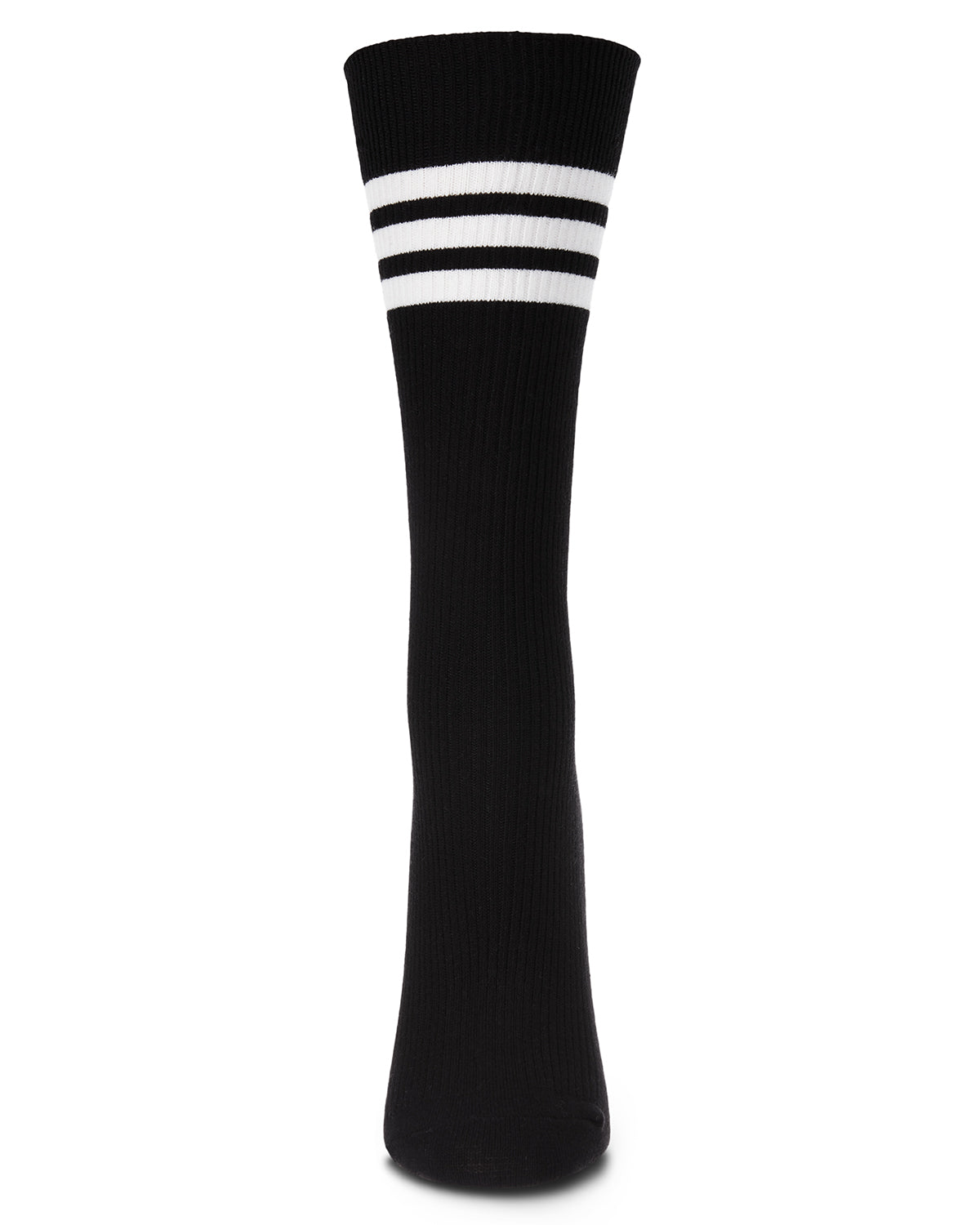 Women's Tri-Ring Cotton Blend Slouch Ribbed Crew Socks : Color: Black