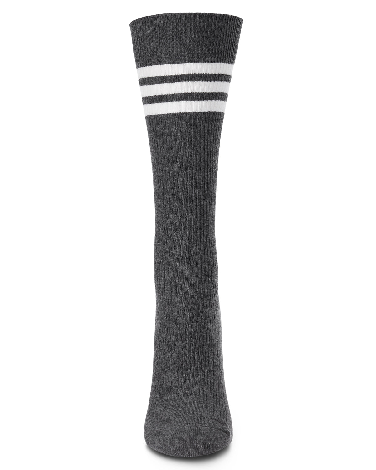 Women's Tri-Ring Cotton Blend Slouch Ribbed Crew Socks : Color: Black