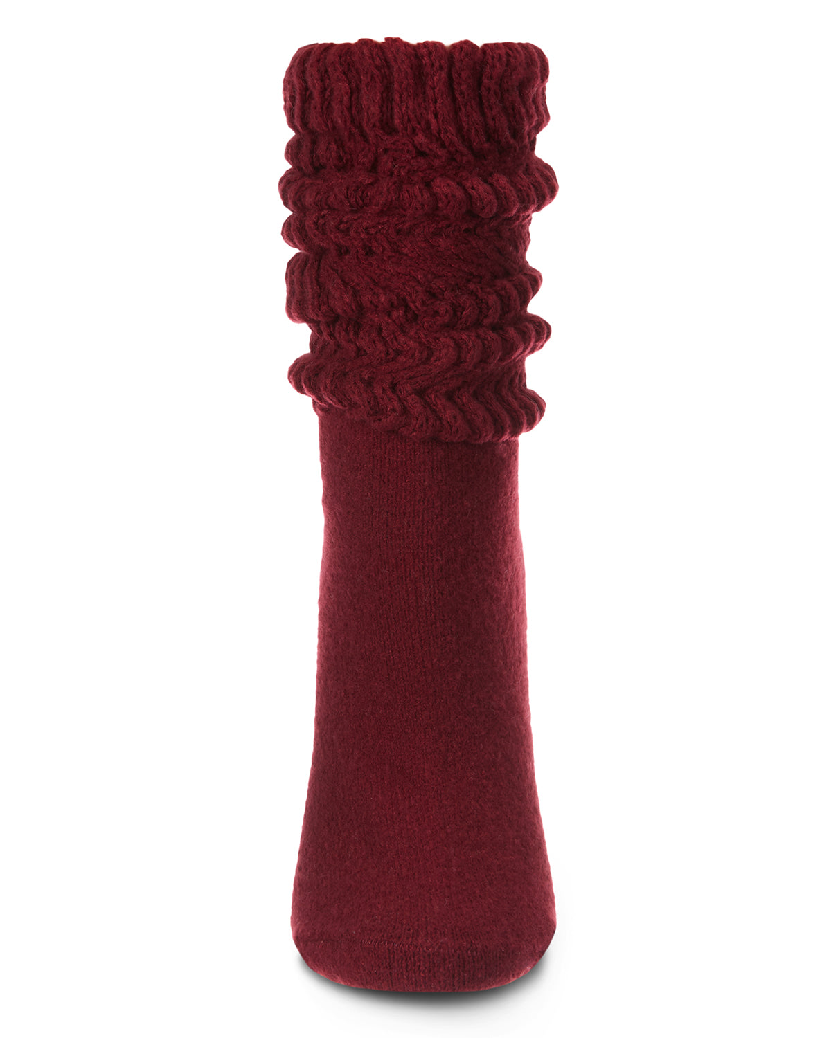 Women's Wide Ribbed Cotton Blend Slouch Crew Socks : Color: Burgundy