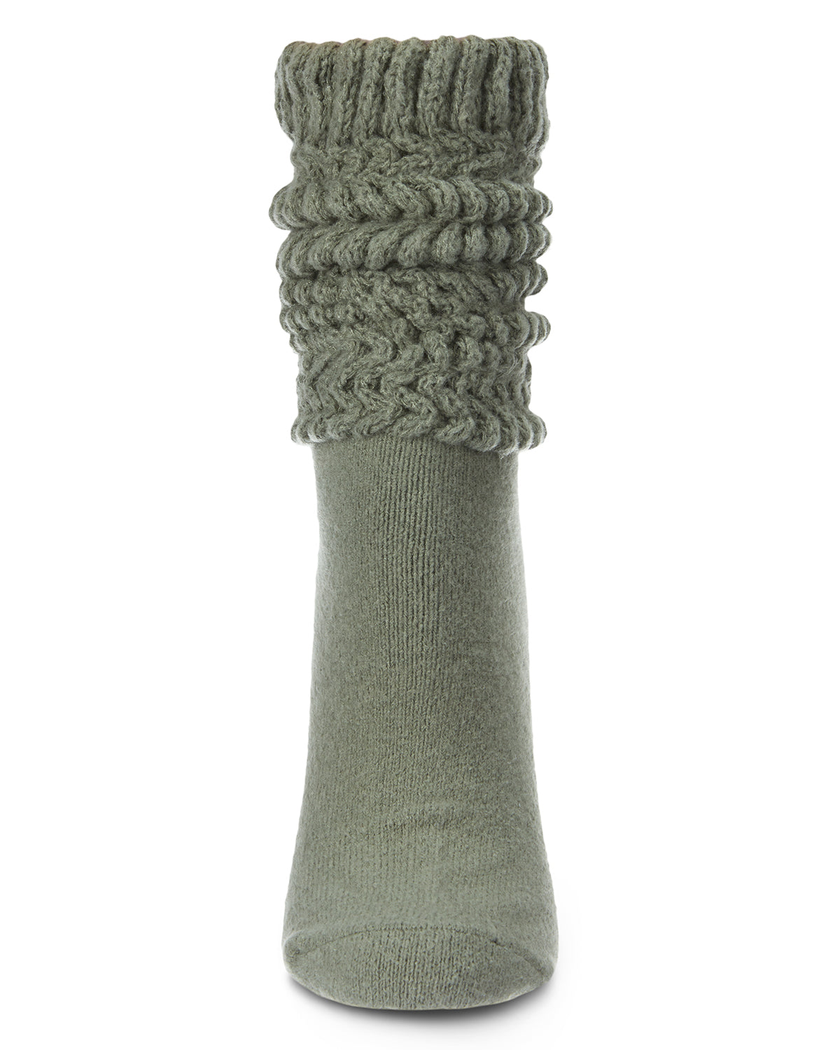 Women's Wide Ribbed Cotton Blend Slouch Crew Socks : Color: Sage Green