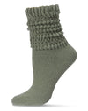 Women's Wide Ribbed Cotton Blend Slouch Crew Socks : Color: Sage Green
