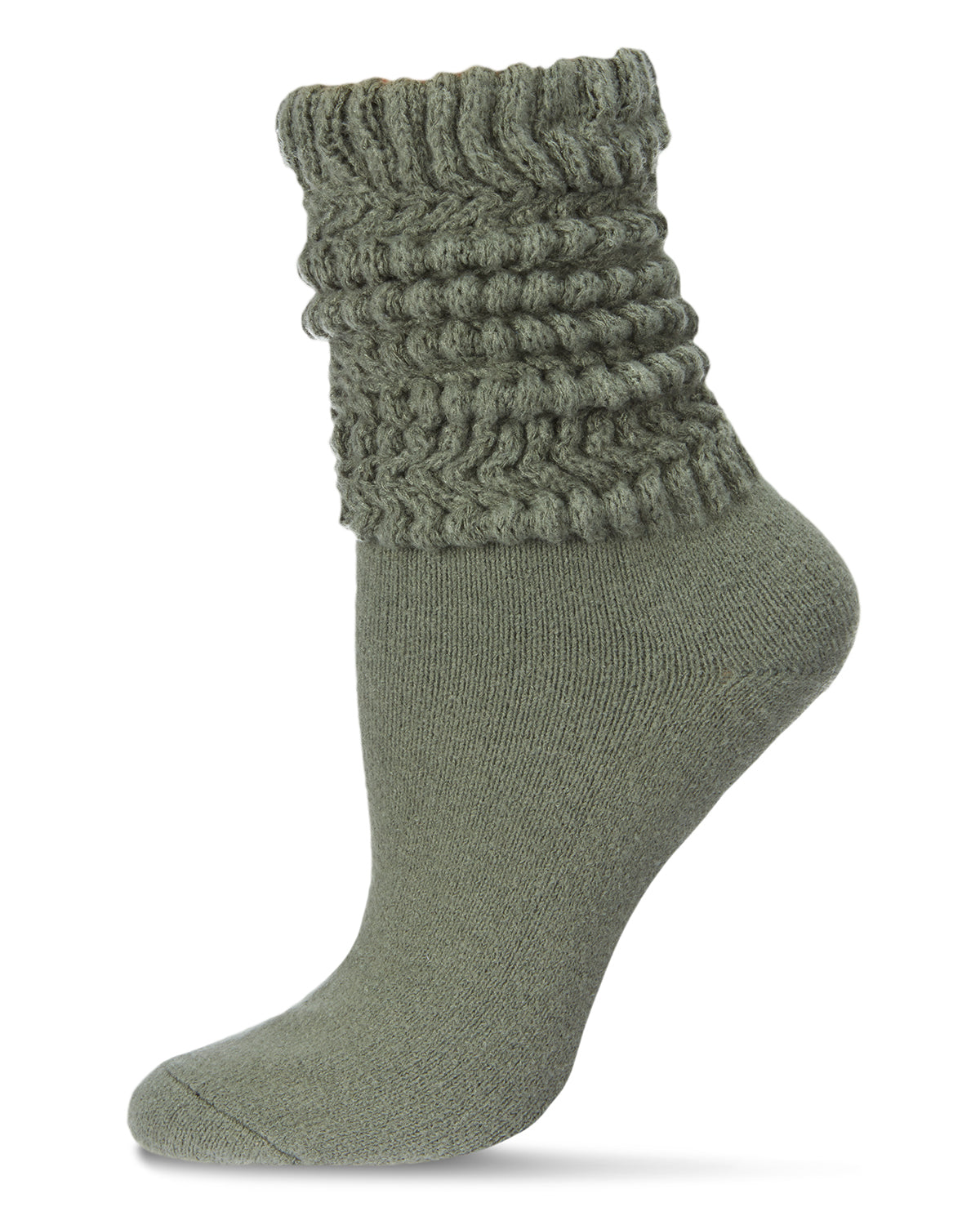 Women's Wide Ribbed Cotton Blend Slouch Crew Socks : Color: Sage Green