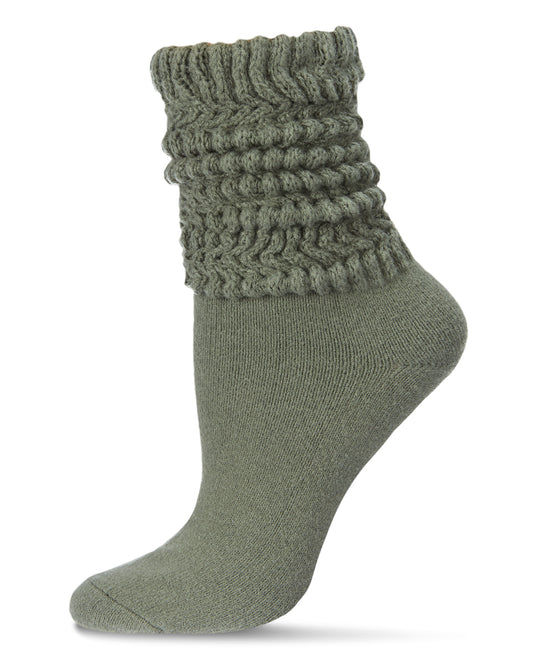 Women's Wide Ribbed Cotton Blend Slouch Crew Socks : Color: Sage Green