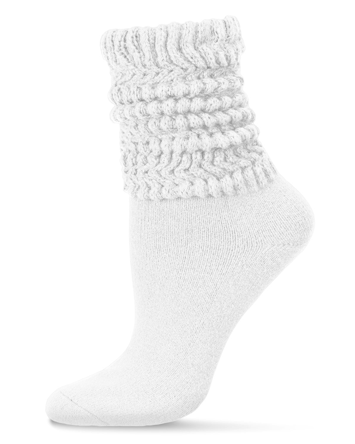 Women's Wide Ribbed Cotton Blend Slouch Crew Socks : Color: White