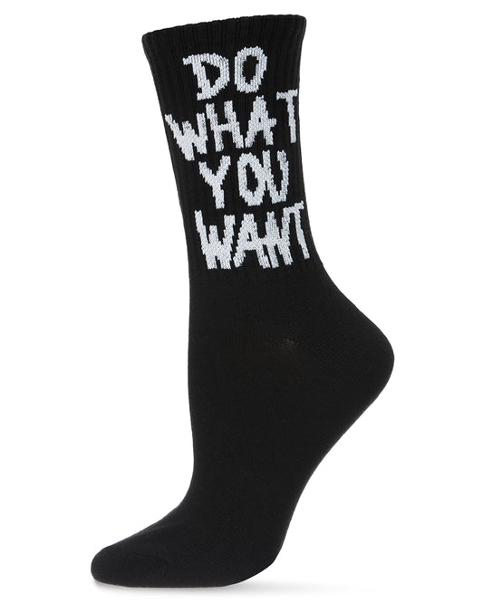 Women's Do What You Want Cotton Blend Crew Socks : Color: Black