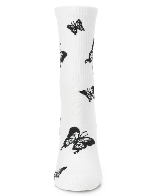 Women's Flutter-by Cotton Blend Athletic Crew Sock : Color: White
