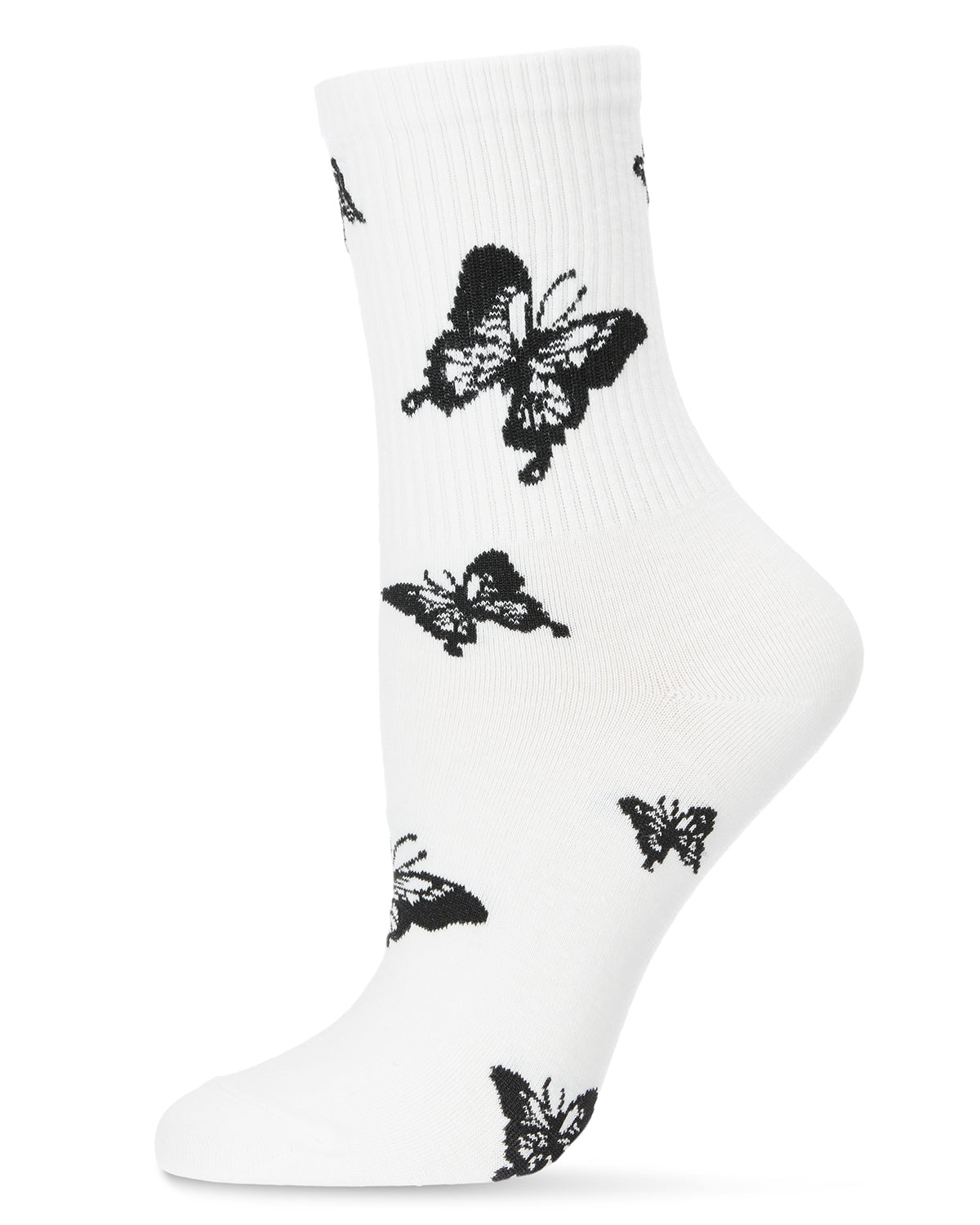 Women's Flutter-by Cotton Blend Athletic Crew Sock : Color: White