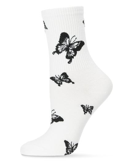 Women's Flutter-by Cotton Blend Athletic Crew Sock : Color: White